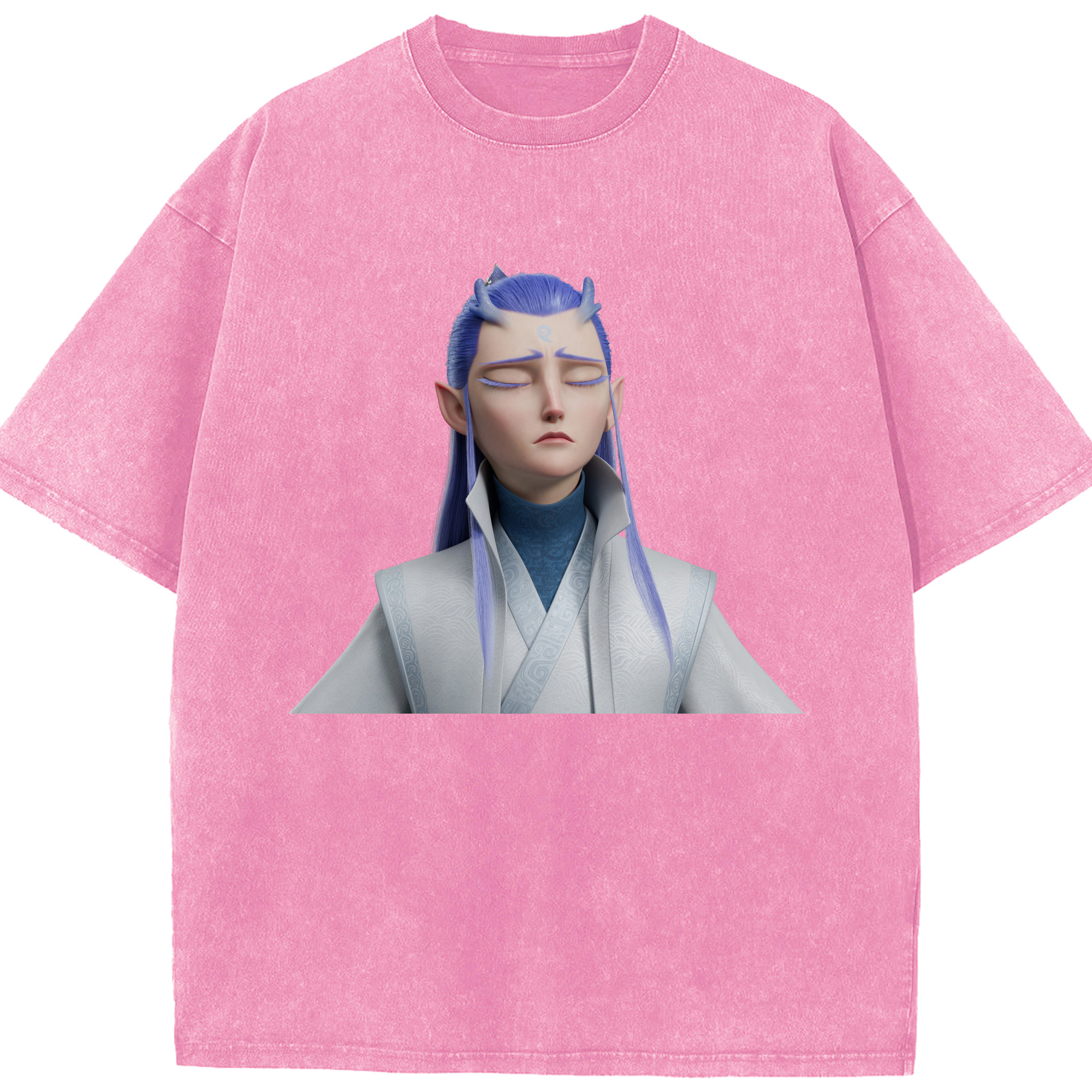 （画像用） Ne Zha 2 ナタ 魔童の大暴れ 綿100% ヴィンテージ風 半袖Tシャツ（フロントプリント）